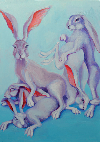 White rabbits-70x50cm-olio su tela